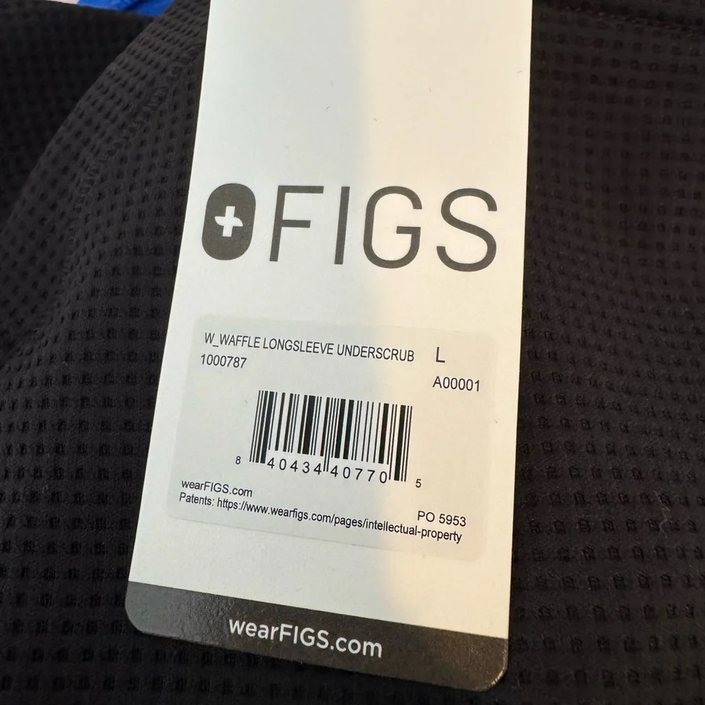 Figs Black Waffle Long Sleeve Underscrub - Picture 3 of 4